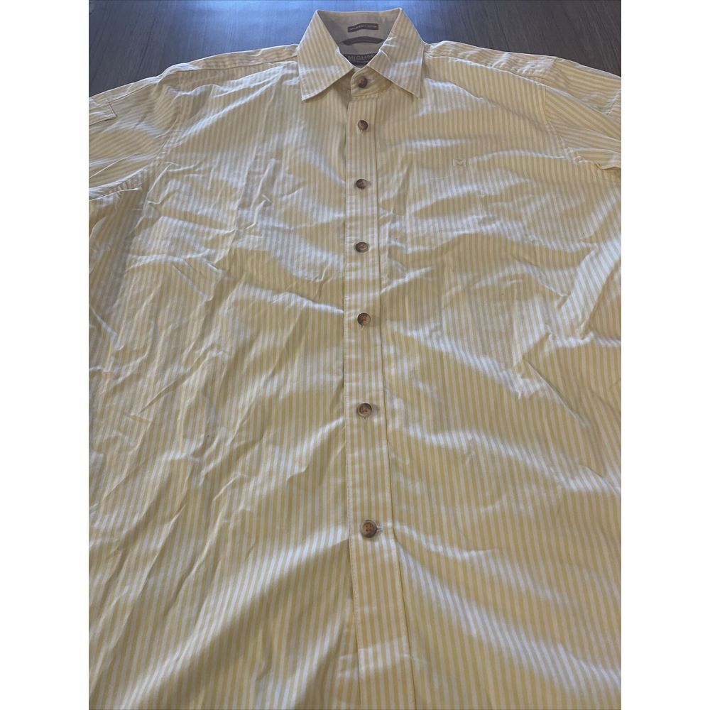 Michael Kors Men's Yellow Shirt Stripes Short Sleeve Pockets 100% Cotton‎ Size M - Picture 8 of 16